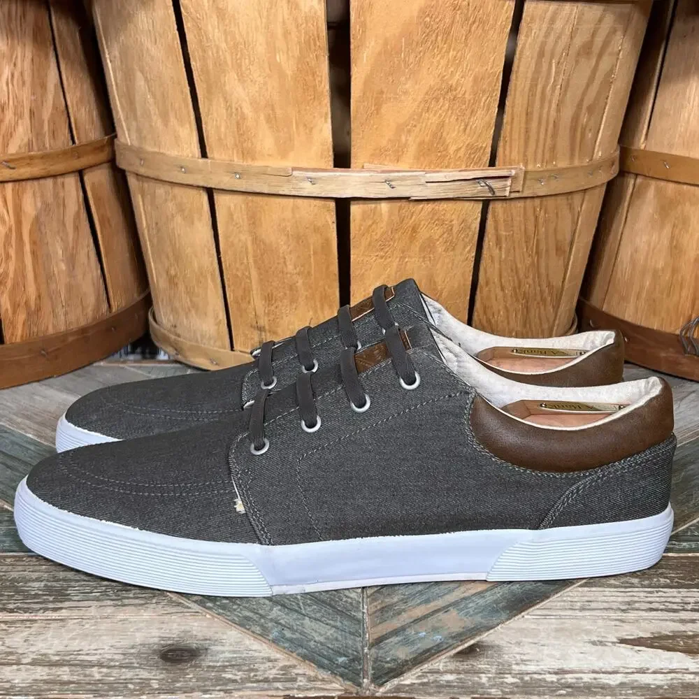 St. John's Bay Bryce Gray Denim Faux Lace Casual Slip-On Sneakers Mens Size 13